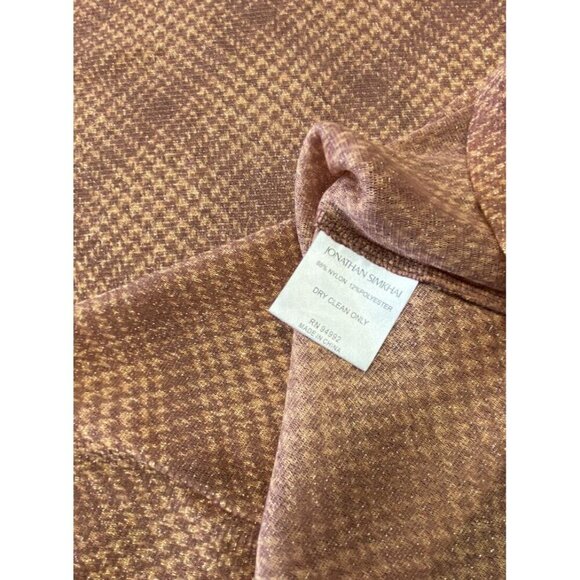 JONATHAN SIMKHAI Sz S Shirt Sheer Shimmer Sepia Plaid Designer Luxury Retro Boho - Picture 3 of 4